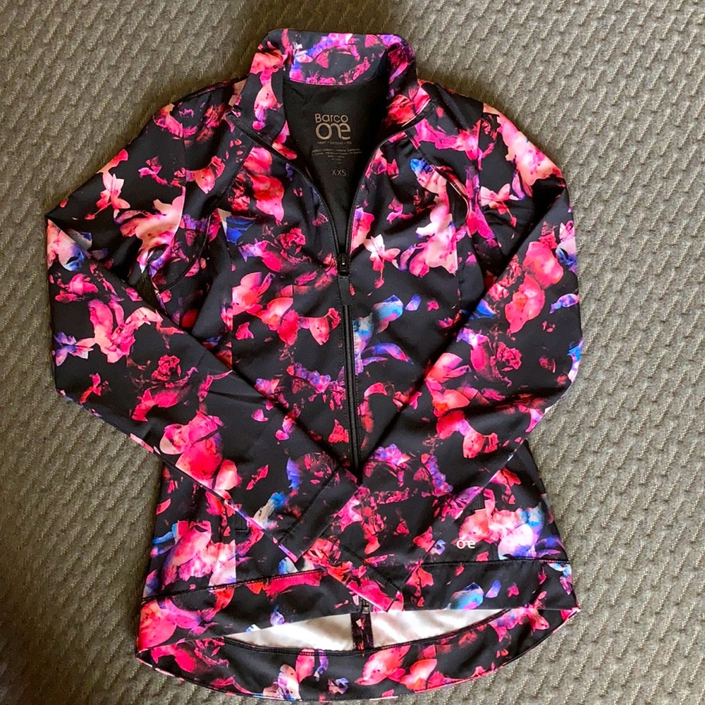 Barco One Med Scrubs Pink & Black Zip up Jacket